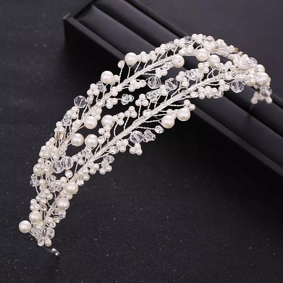 Pearl and Crystal Branch Bridal Headband